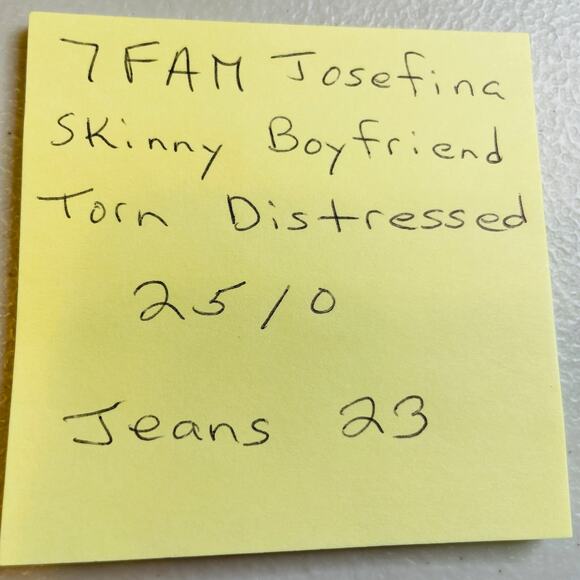 7 For All Mankind Josefina Skinny Boyfriend Blue Torn Distressed Y2K Jeans 25 - Picture 13 of 13